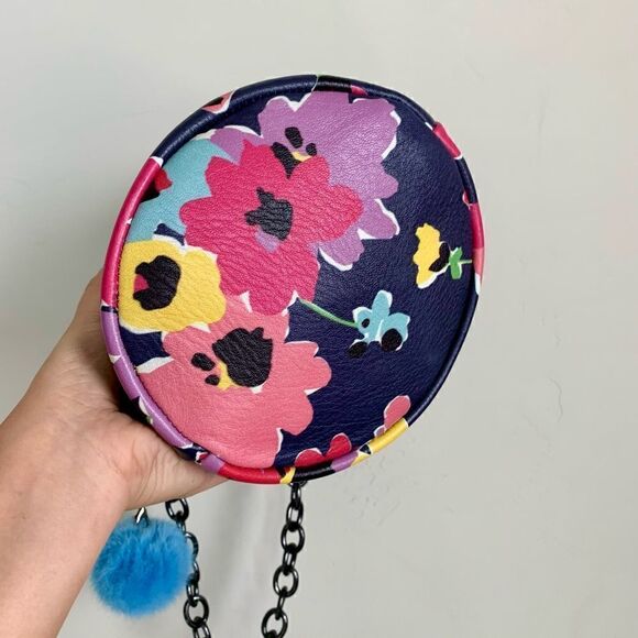 Handmade Genuine Leather Floral Print Push-lock Bucket Bag & Mink Fur Charm - Picture 14 of 16